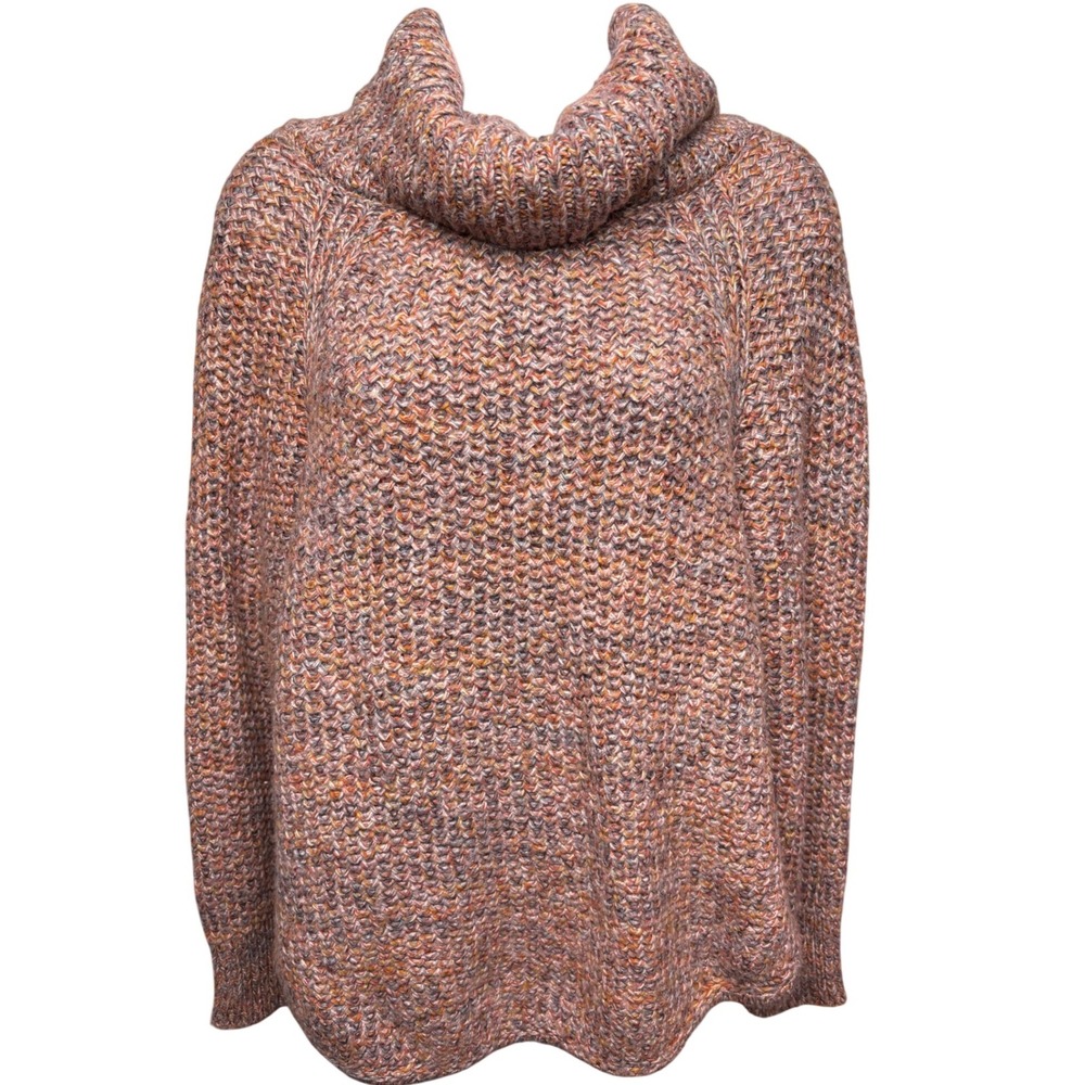 PRANA Womens Multi Cowl Neck Chunky Sweater L Marled Raglan Gorpcore Outdoors